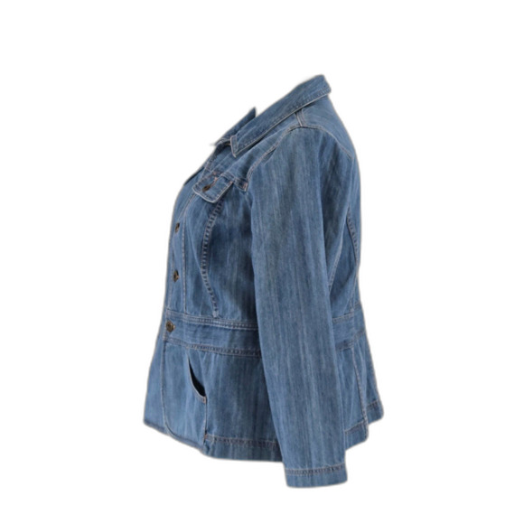 CJ Banks Jean Jacket Women 1X Blue Pockets 100% Cotton - Picture 2 of 7